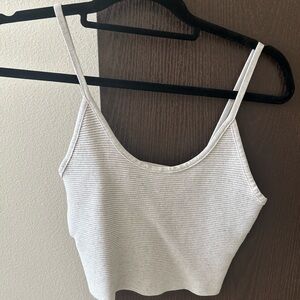 White Ribbed Women's Crop Top